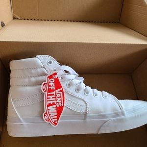White High Top Canvas vans Womens size 7  (men's 5.5)